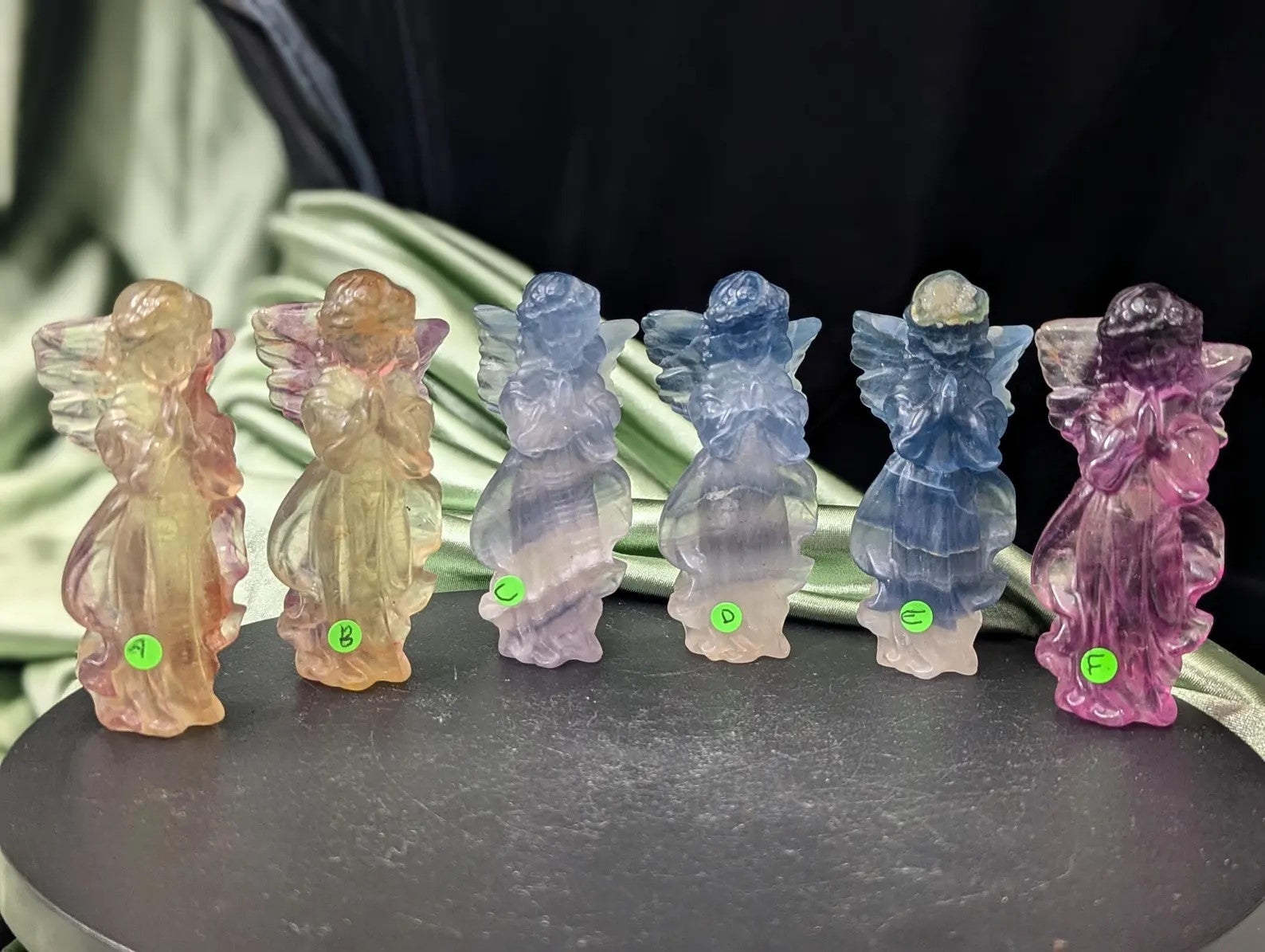 Fluorite Praying Angel Figurines