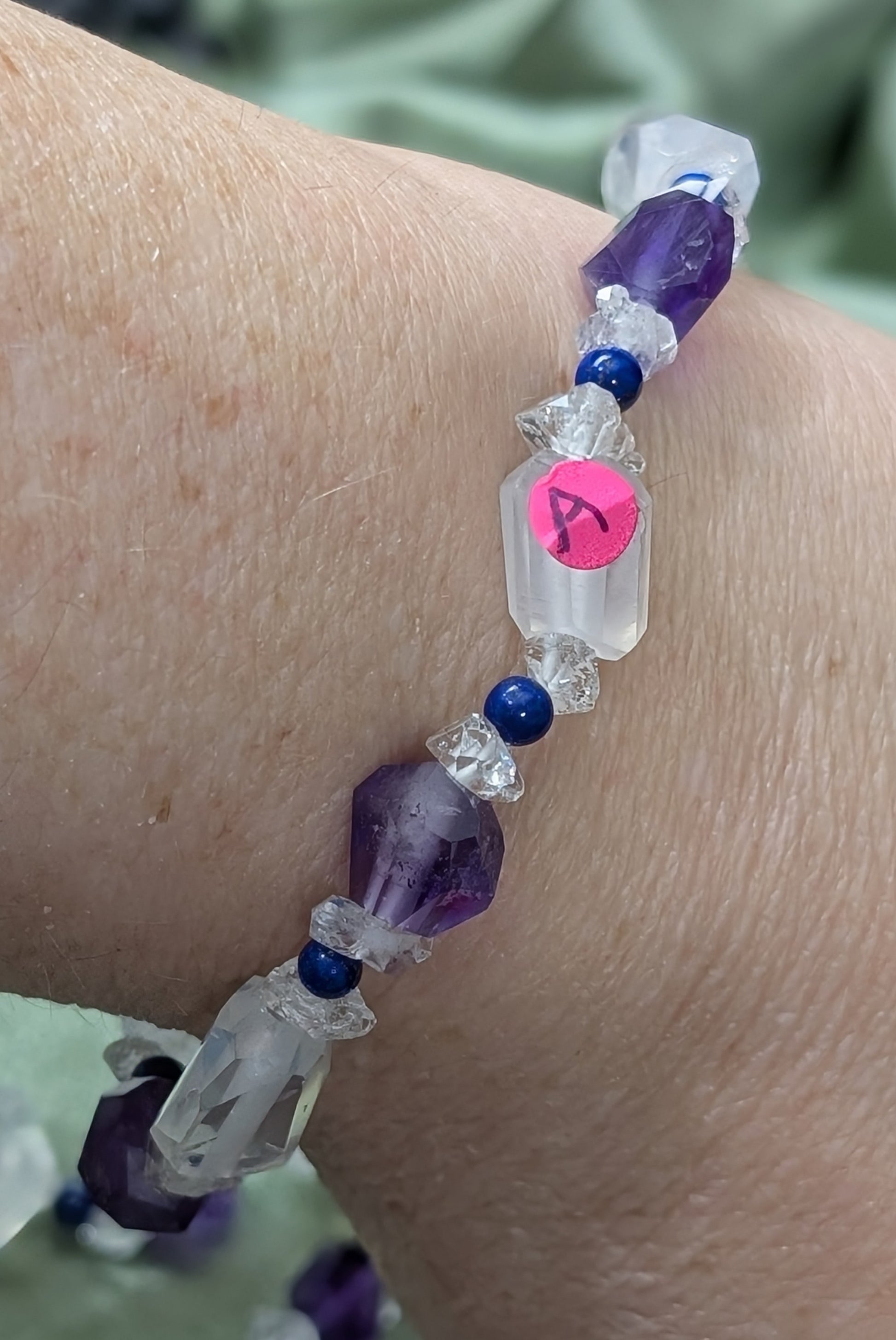 Fluorite Quartz Lapis Herkimer Bracelet