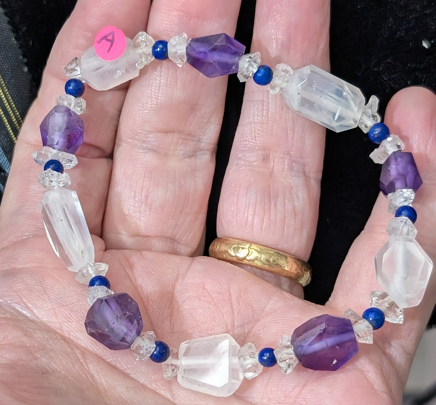 Fluorite Quartz Lapis Herkimer Bracelet