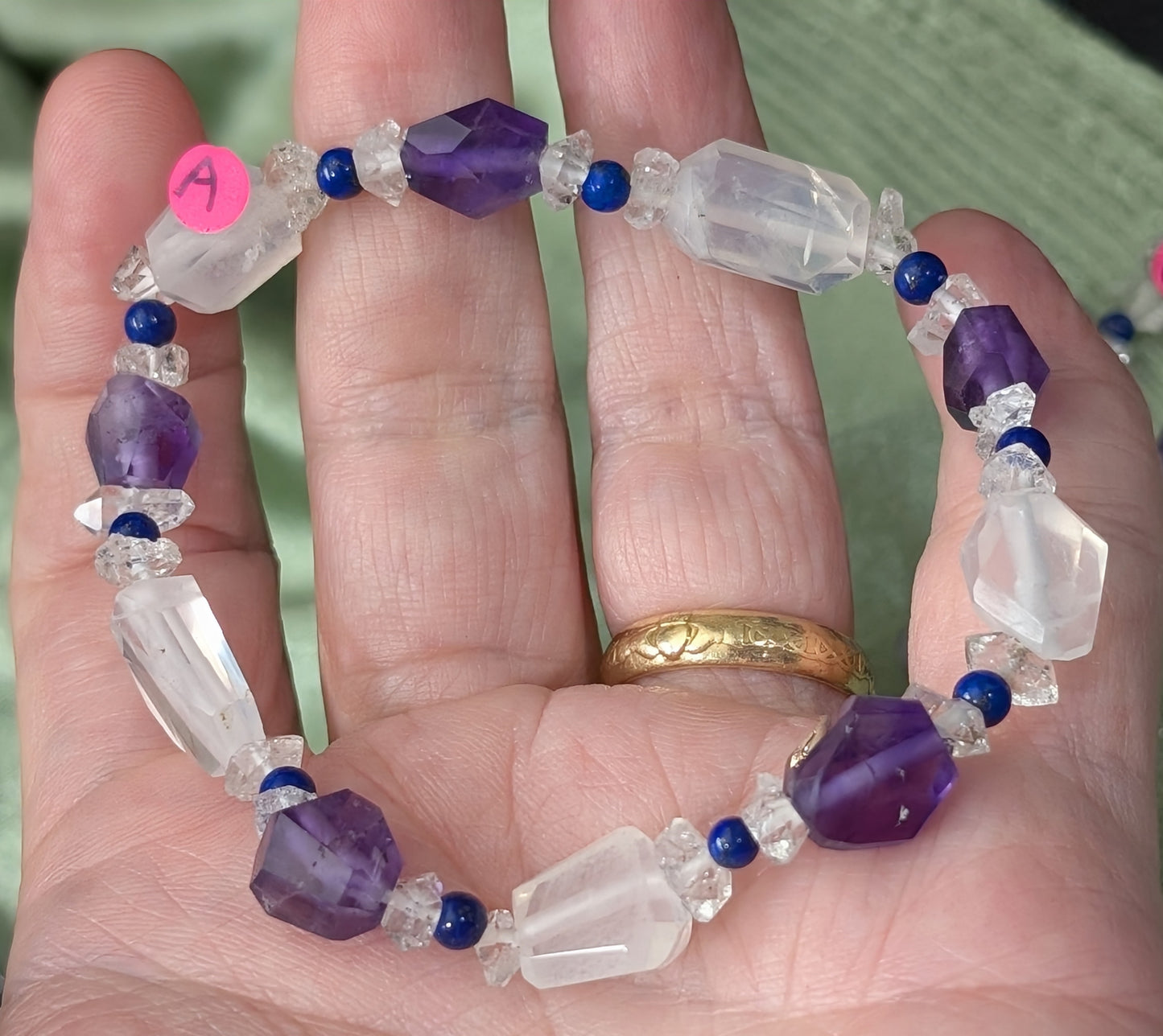 Fluorite Quartz Lapis Herkimer Bracelet