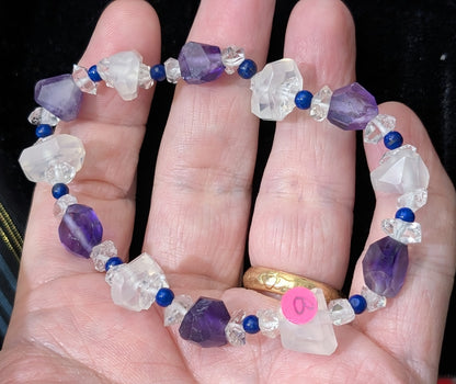 Fluorite Quartz Lapis Herkimer Bracelet
