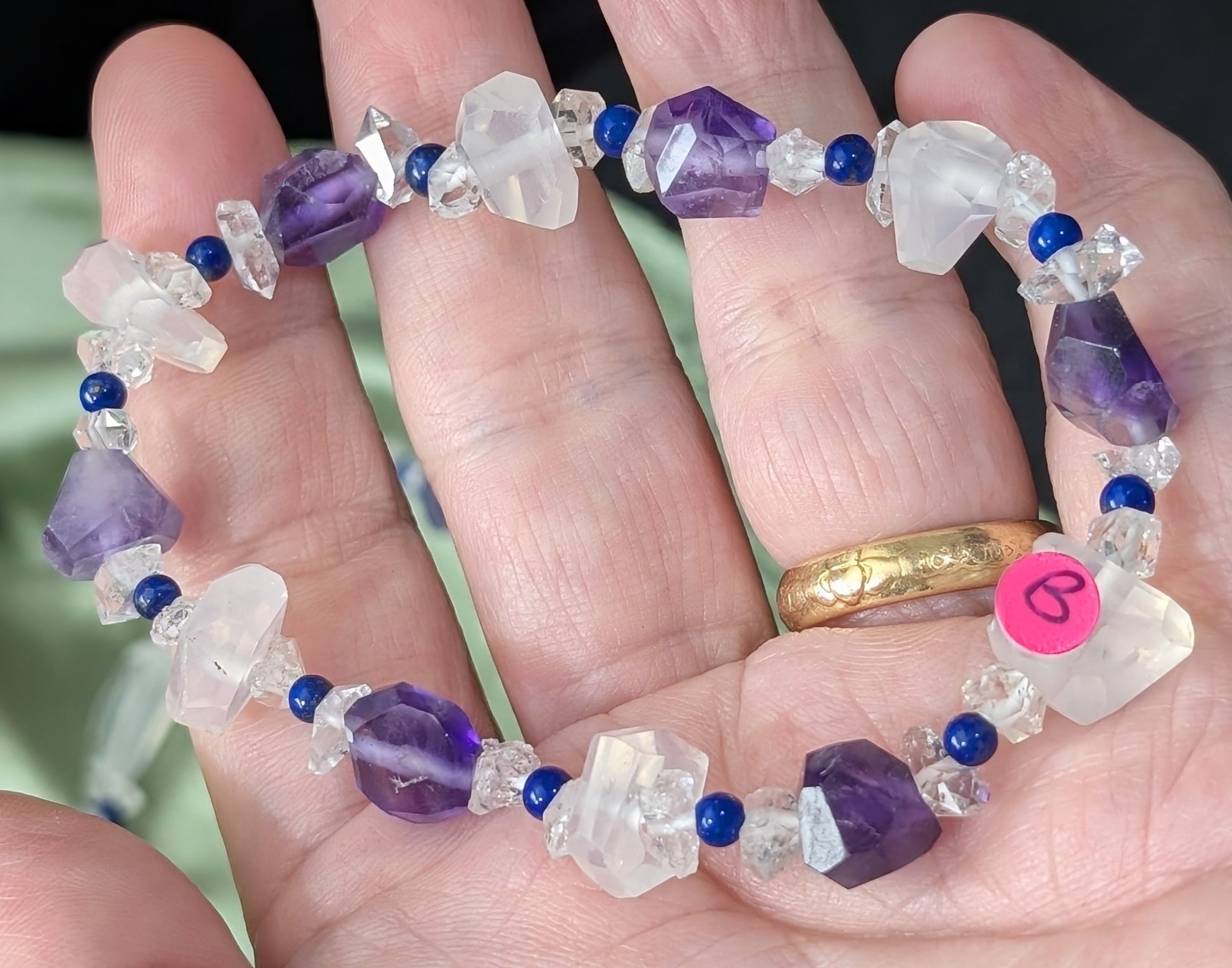 Fluorite Quartz Lapis Herkimer Bracelet