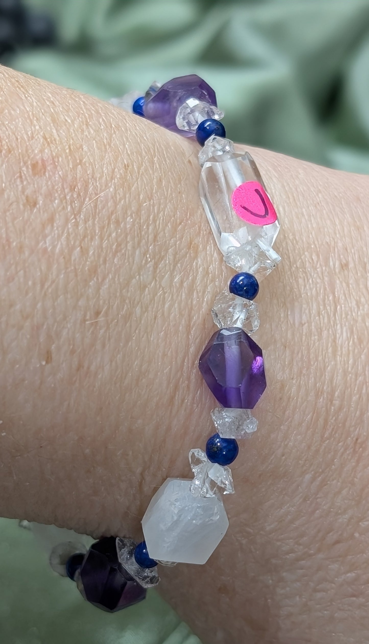 Fluorite Quartz Lapis Herkimer Bracelet
