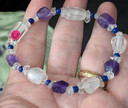 Fluorite Quartz Lapis Herkimer Bracelet