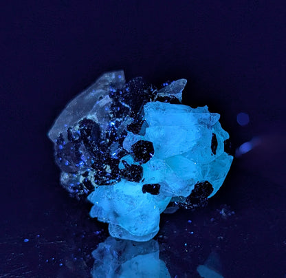 UV Reactive Fluorite with Black Tourmaline Specimen