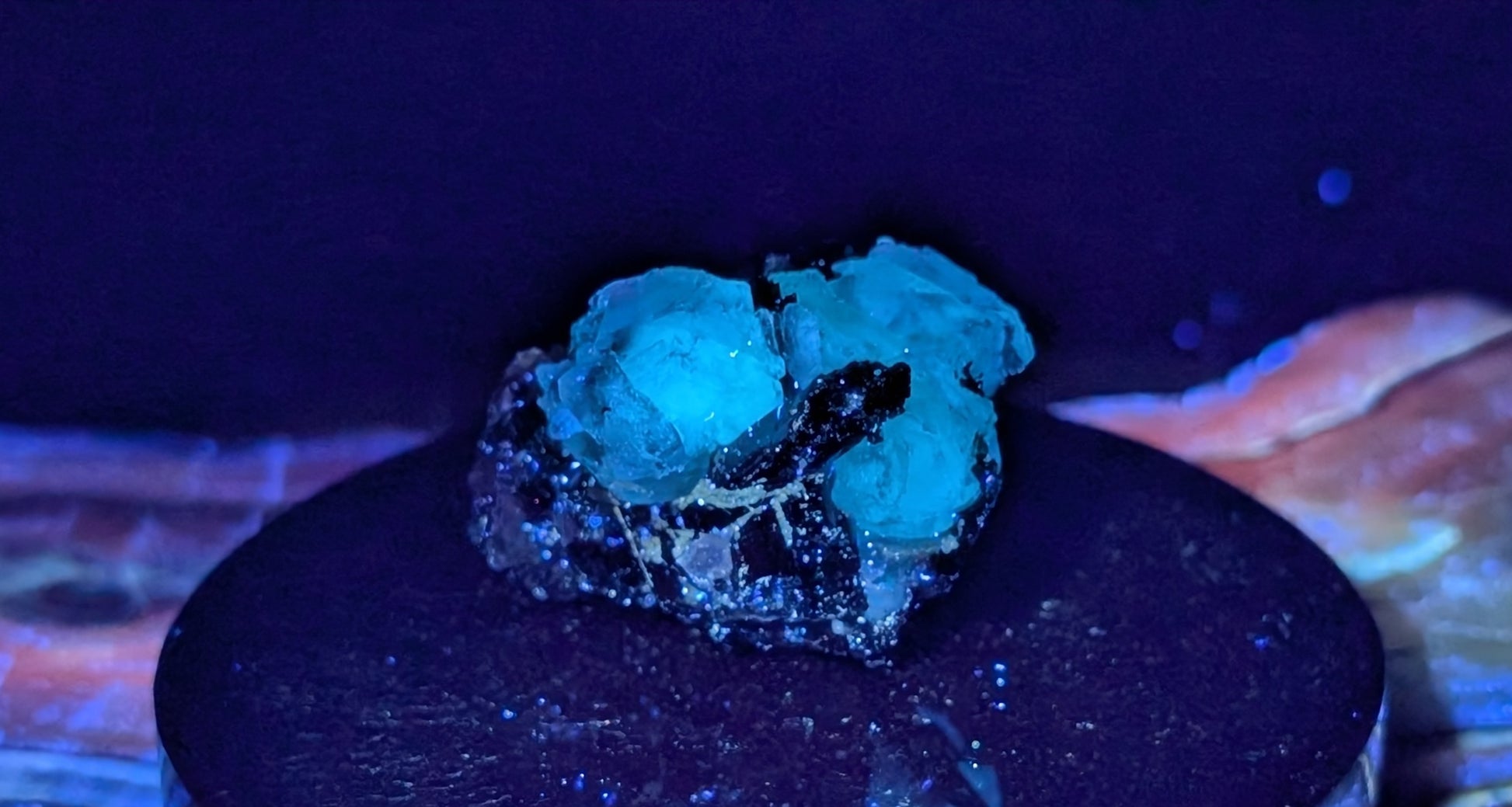 UV Reactive Fluorite with Black Tourmaline Specimen