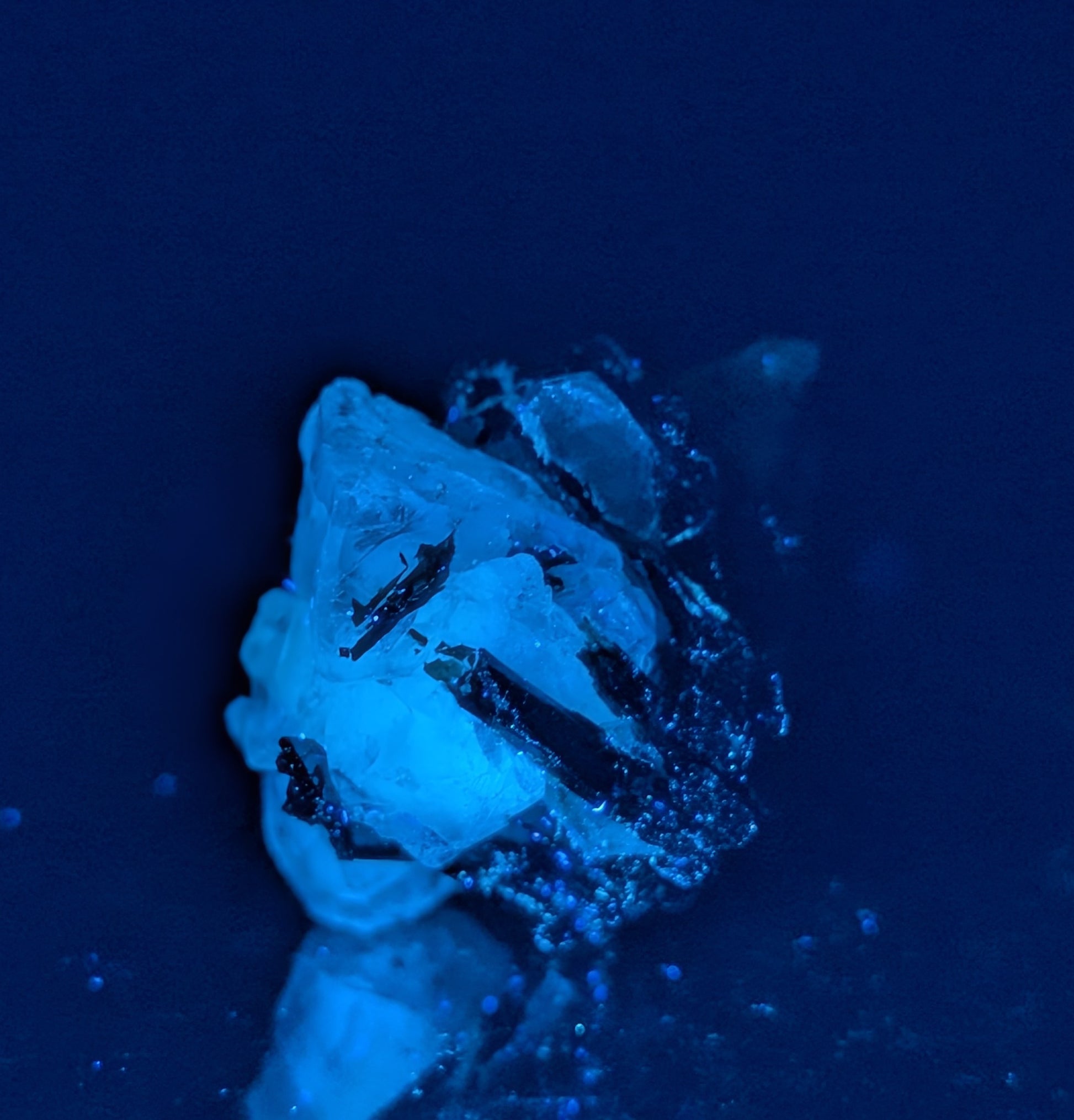 UV Reactive Fluorite with Black Tourmaline Specimen