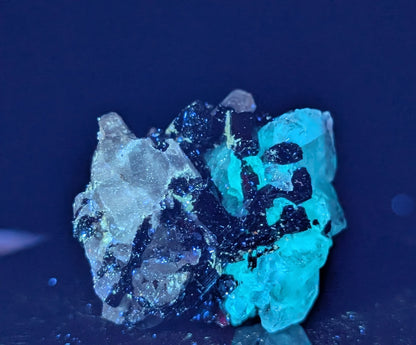 UV Reactive Fluorite with Black Tourmaline Specimen
