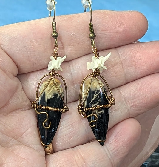 Fossilized Palm Root Earrings