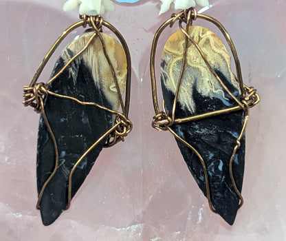 Fossilized Palm Root Earrings