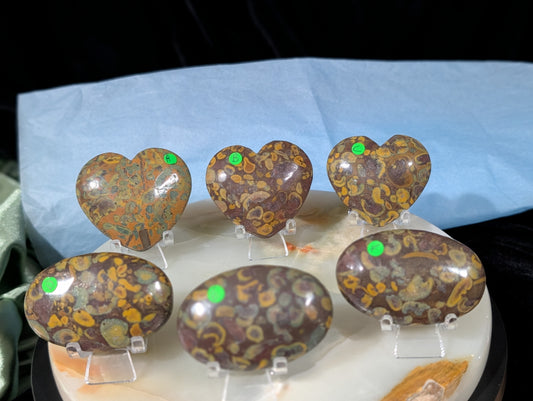 Fruit Jasper Hearts and Palm Stones