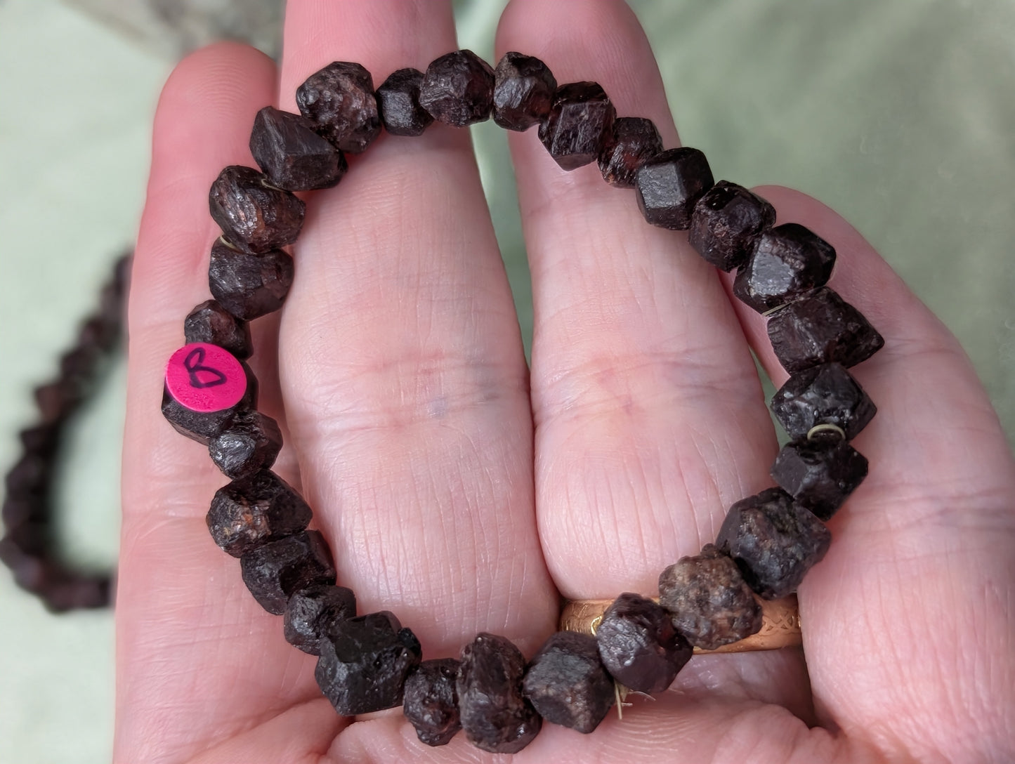 Garnet Bead Stretch Bracelet