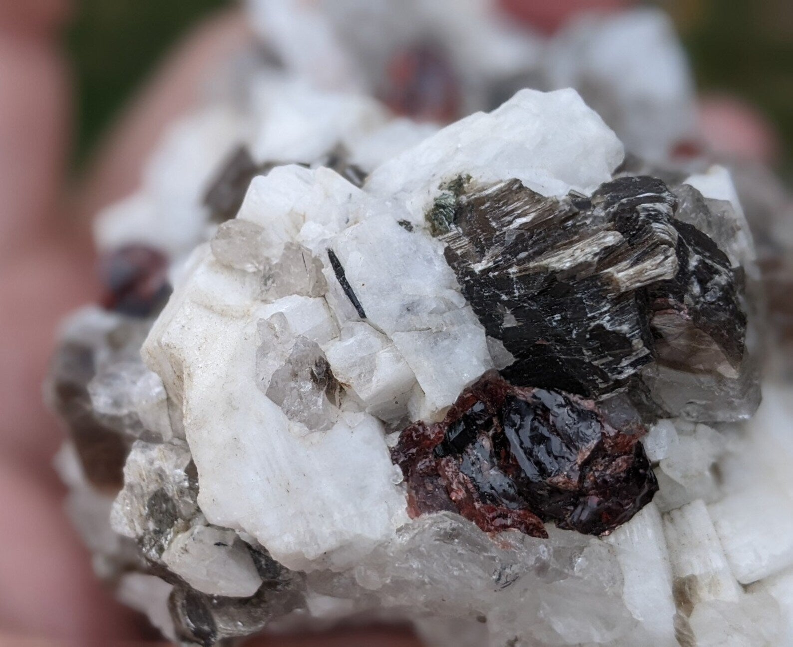 Garnet Feldspar and Mica Specimen