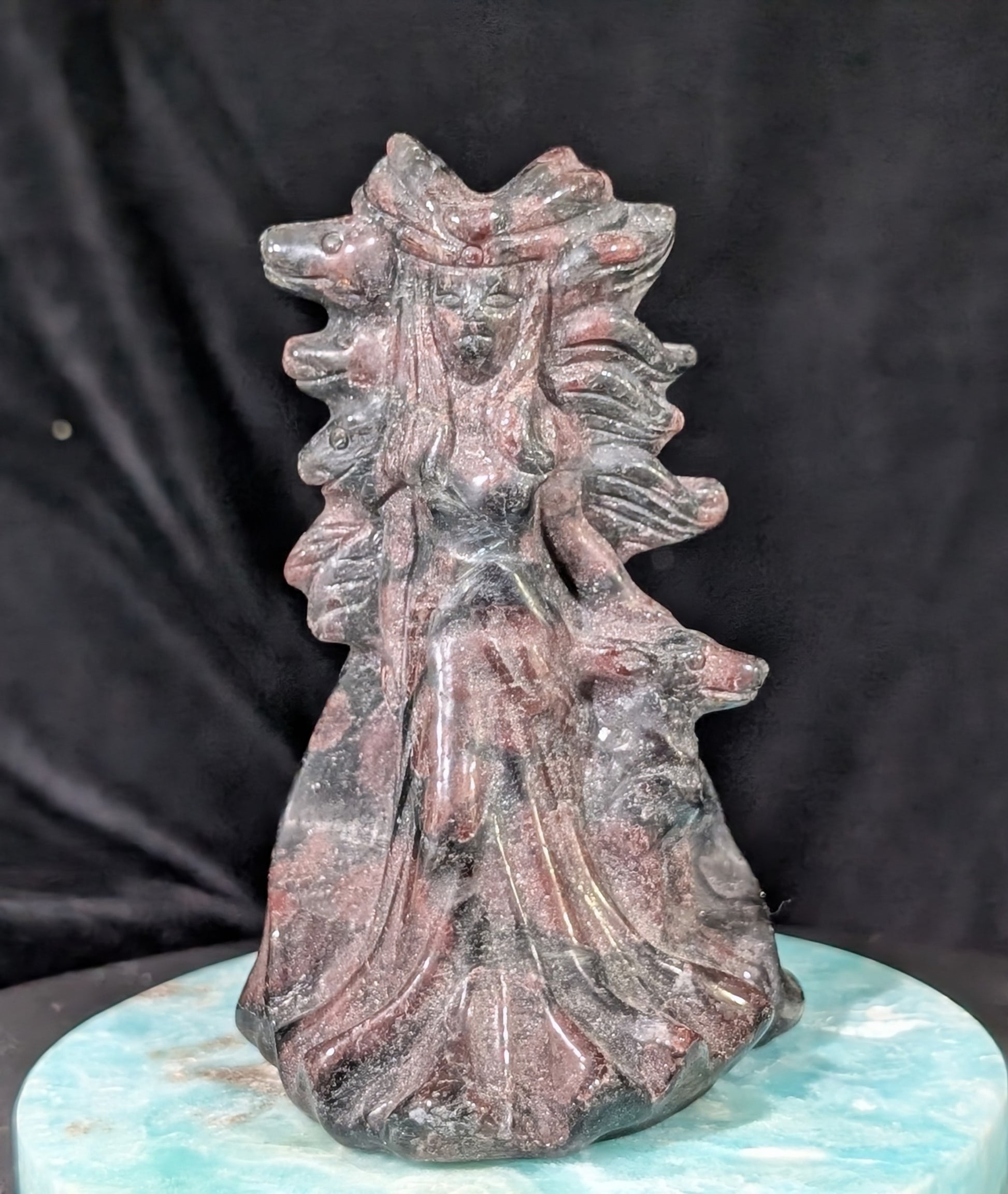 Garnet Goddess of the Wolf Figurine