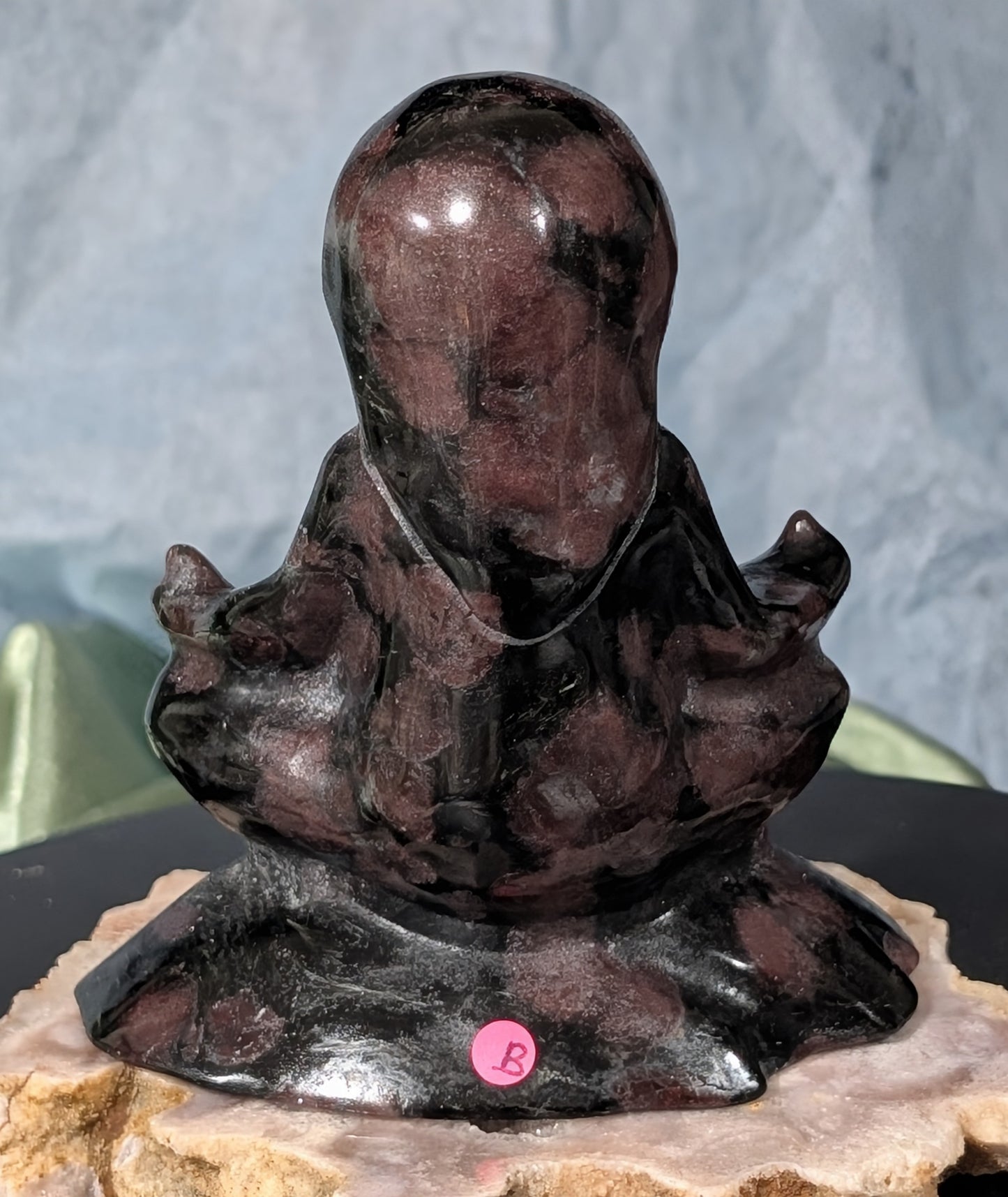 Garnet Meditating Sloth Figurine Back