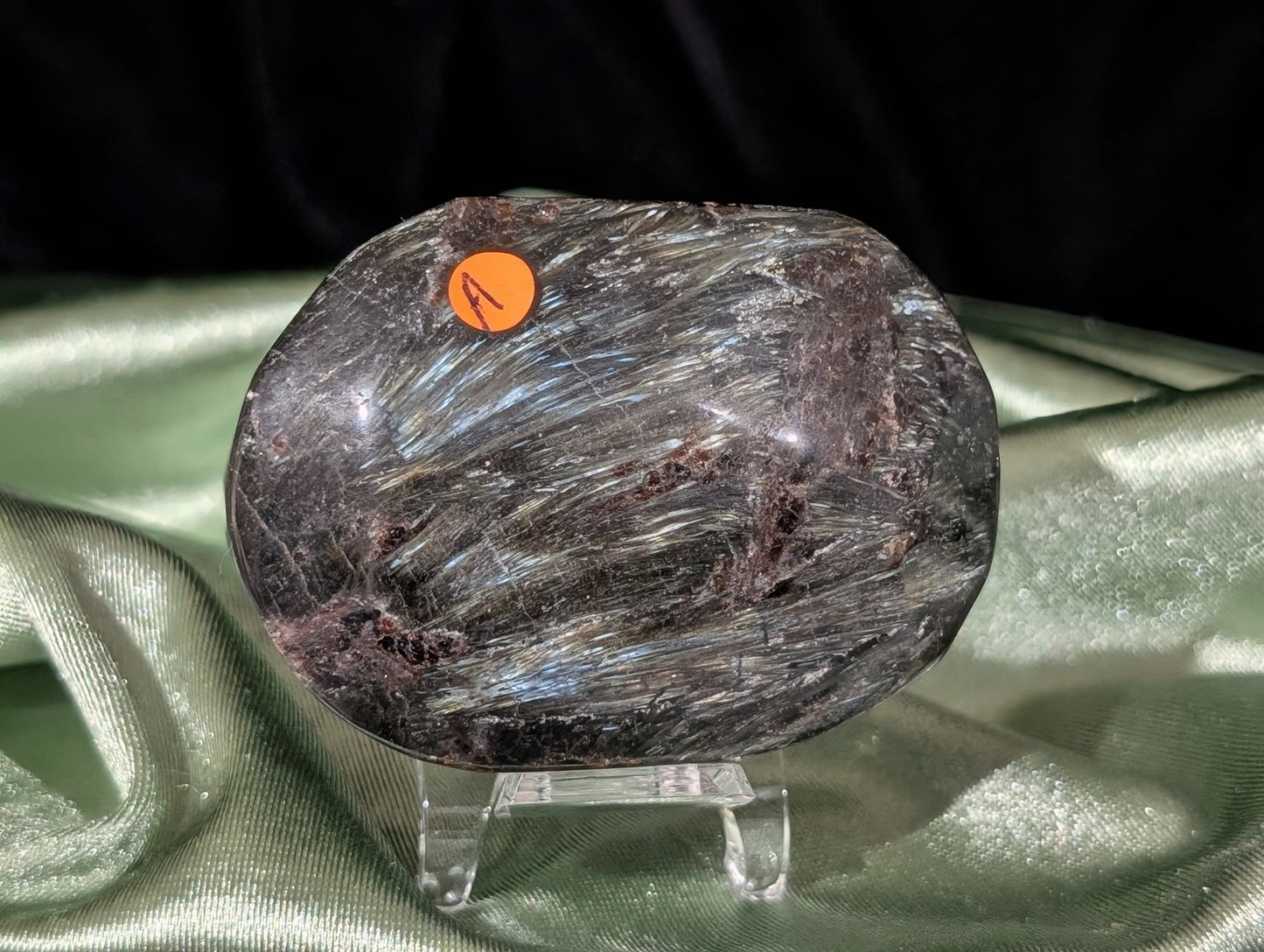 Garnet and Astrophyllite Palm Stone 1A2