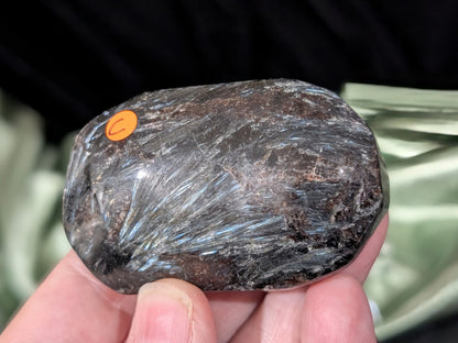 Garnet and Astrophyllite Palm Stone 1C3