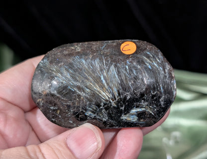 Garnet and Astrophyllite Palm Stone 1C4