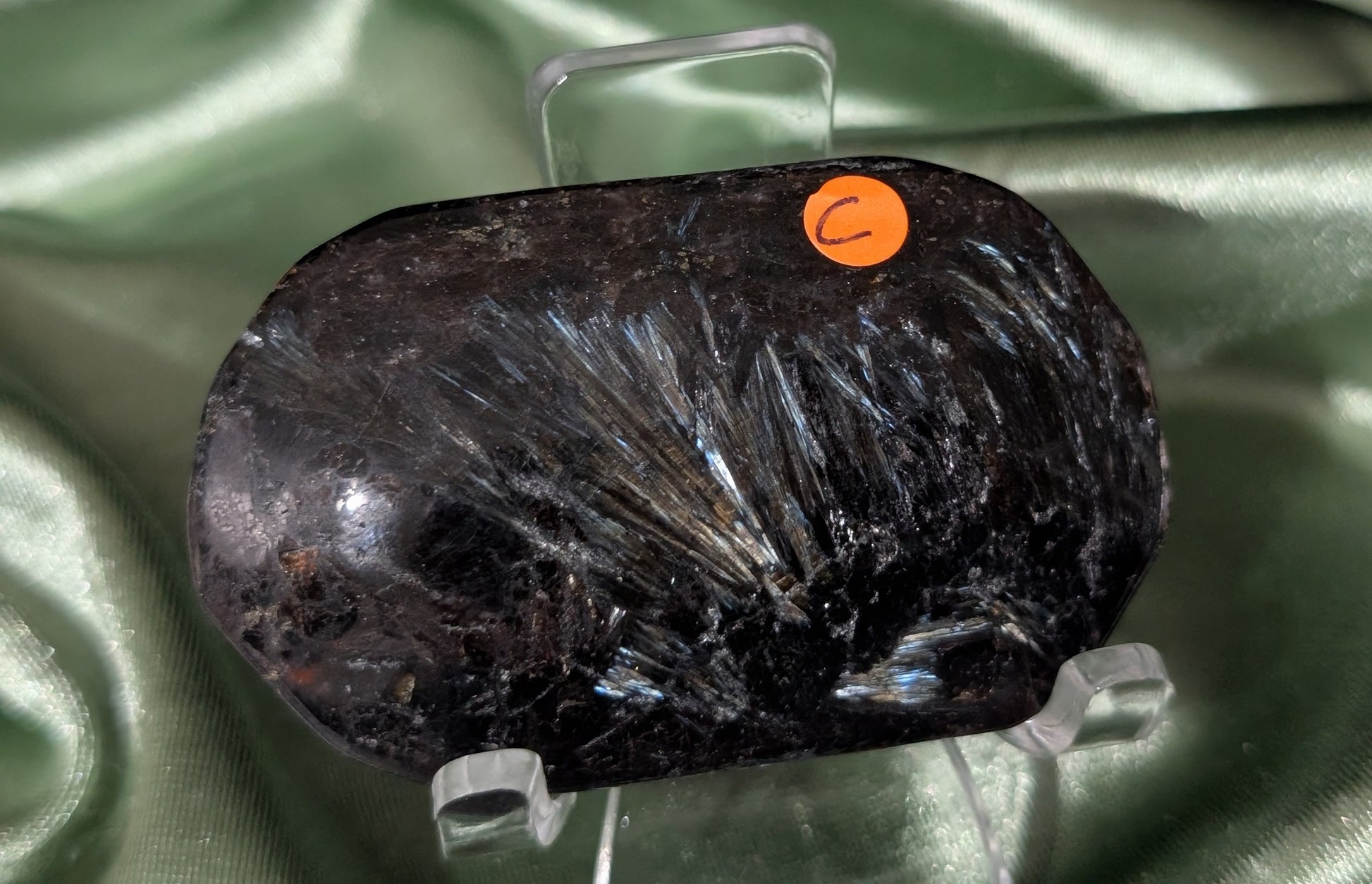 Garnet and Astrophyllite Palm Stone 1C5