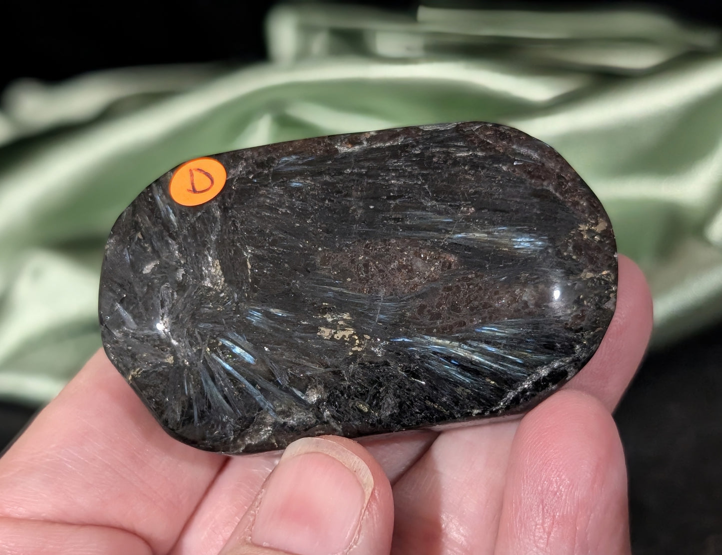 Garnet and Astrophyllite Palm Stone 1D1