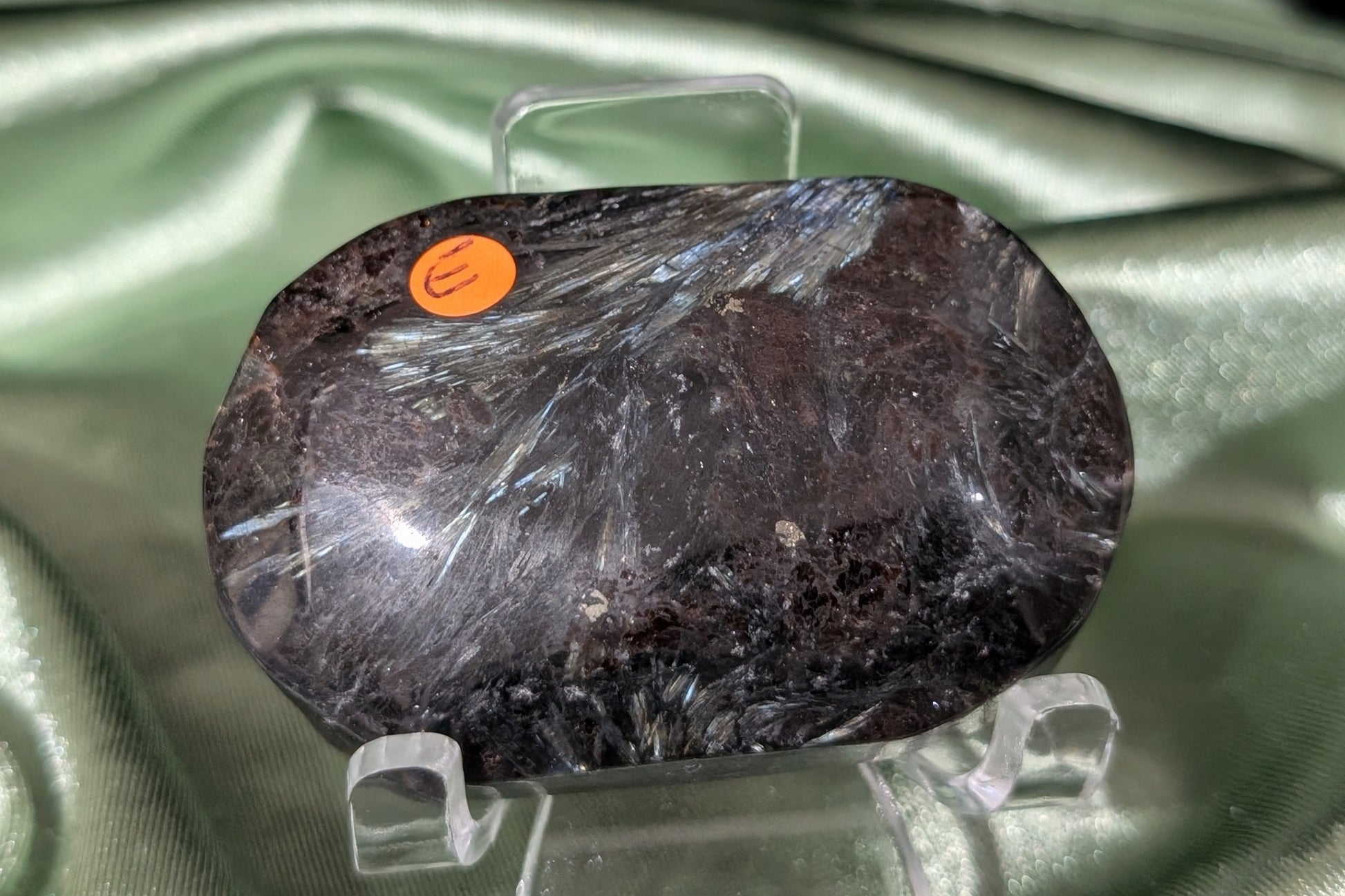 Garnet and Astrophyllite Palm Stone 1E3