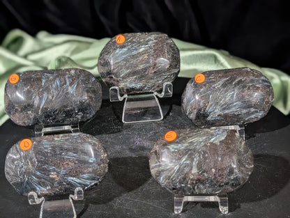 Garnet and Astrophyllite Palm Stones