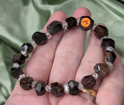 Garnet and Herkimer Diamond Bead Stretch Bracelet