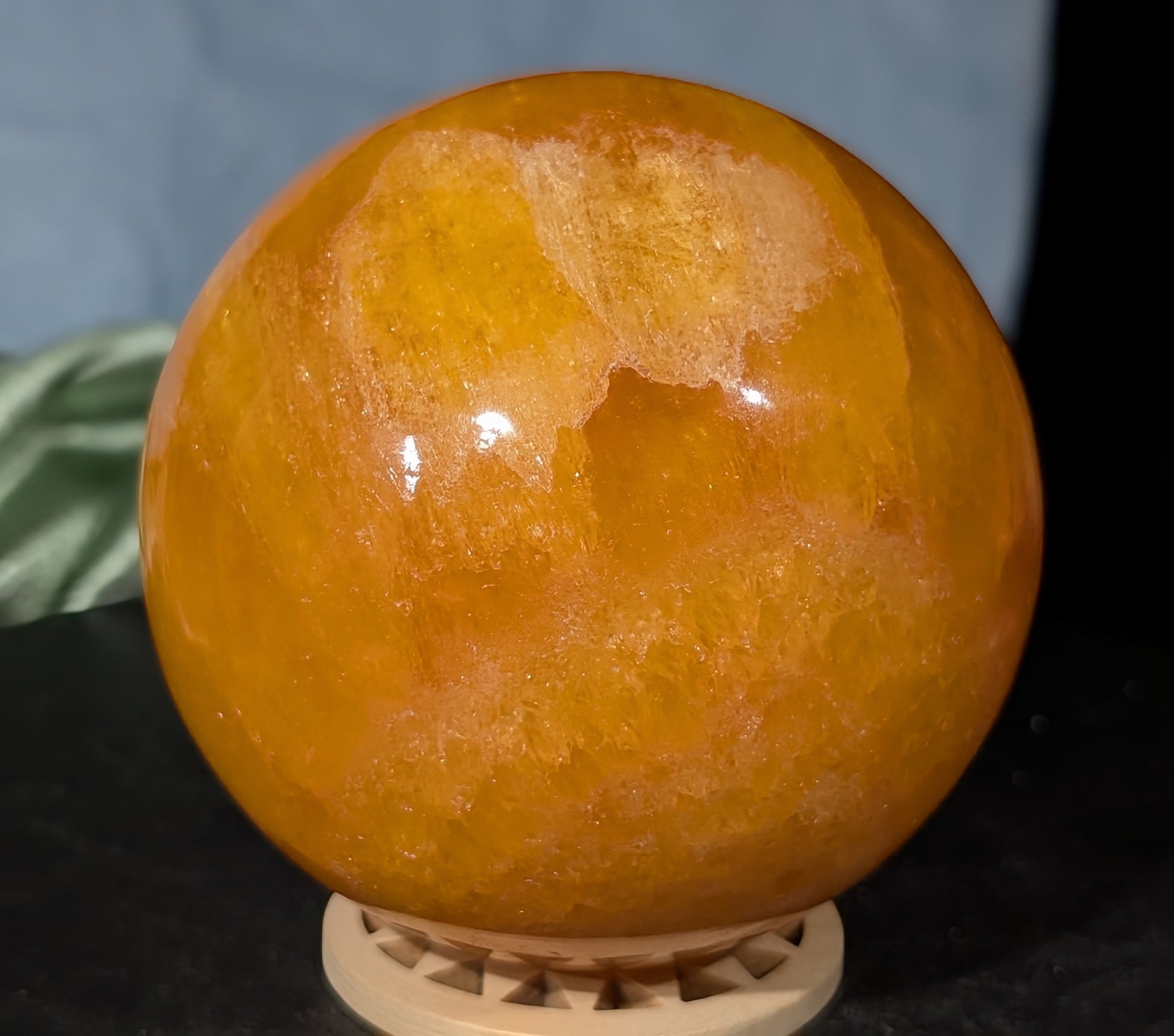 Gemmy Orange Calcite Sphere