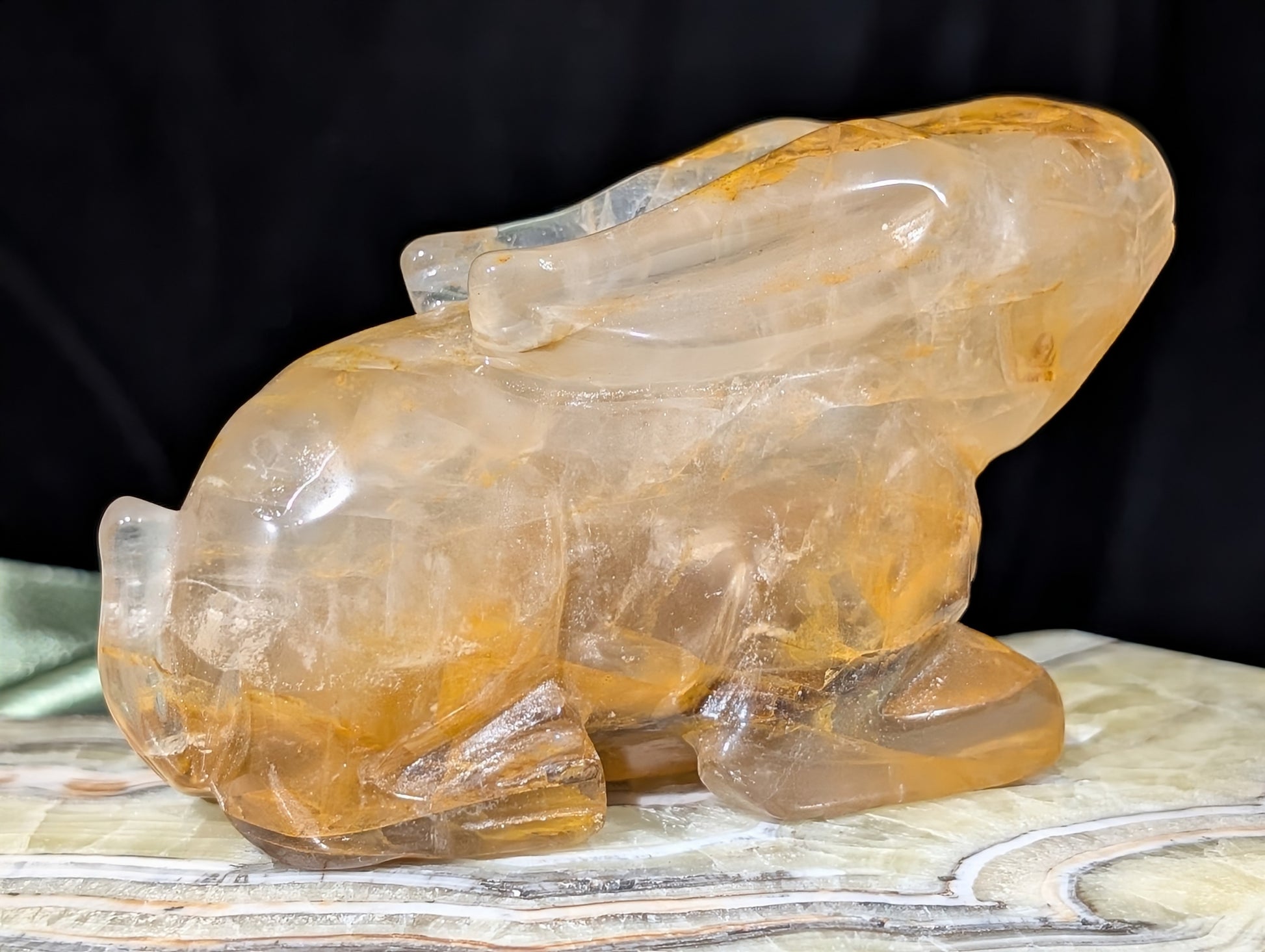 Golden Healer Crystal Bunny Figurine