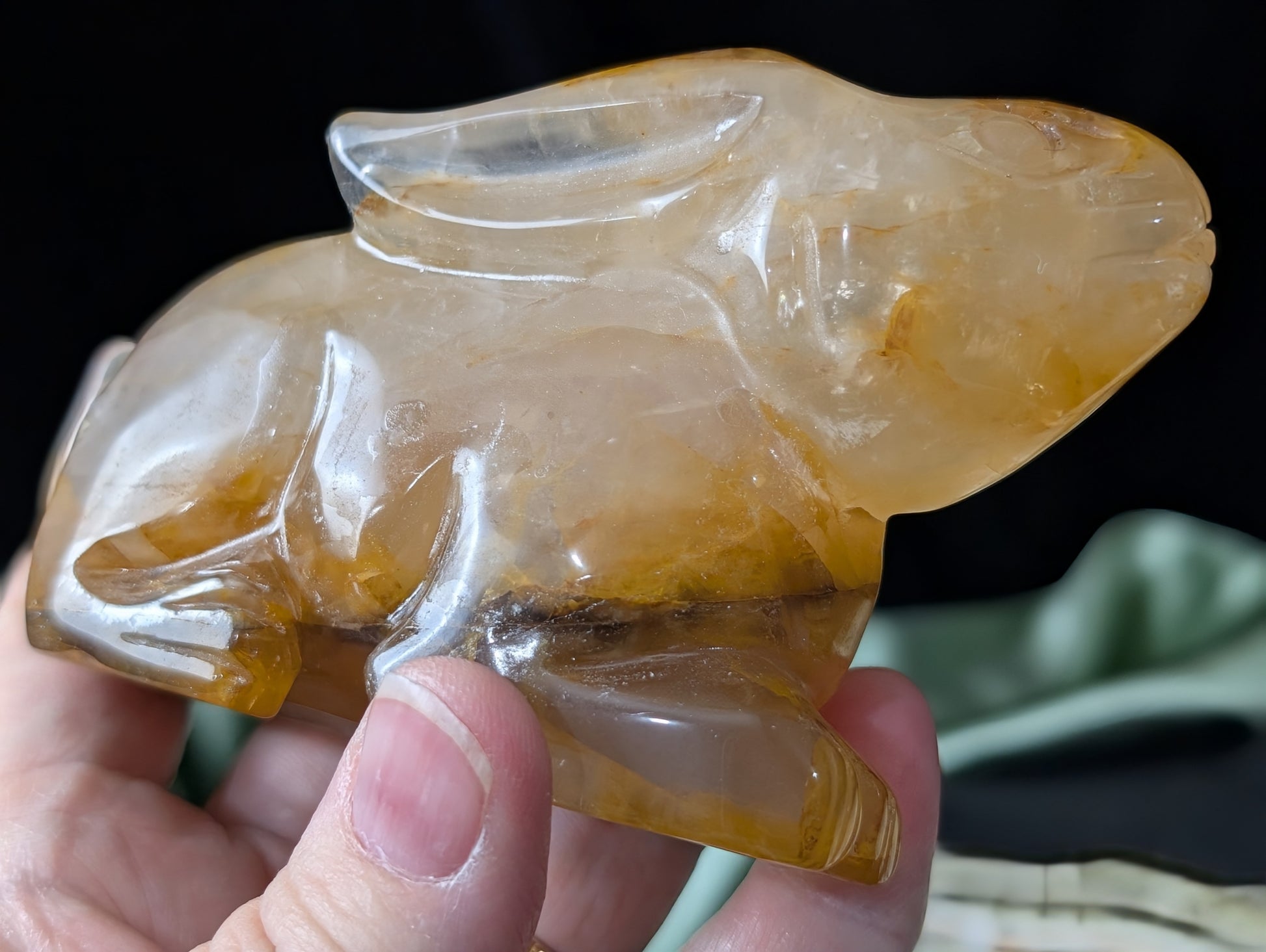 Golden Healer Crystal Bunny Figurine