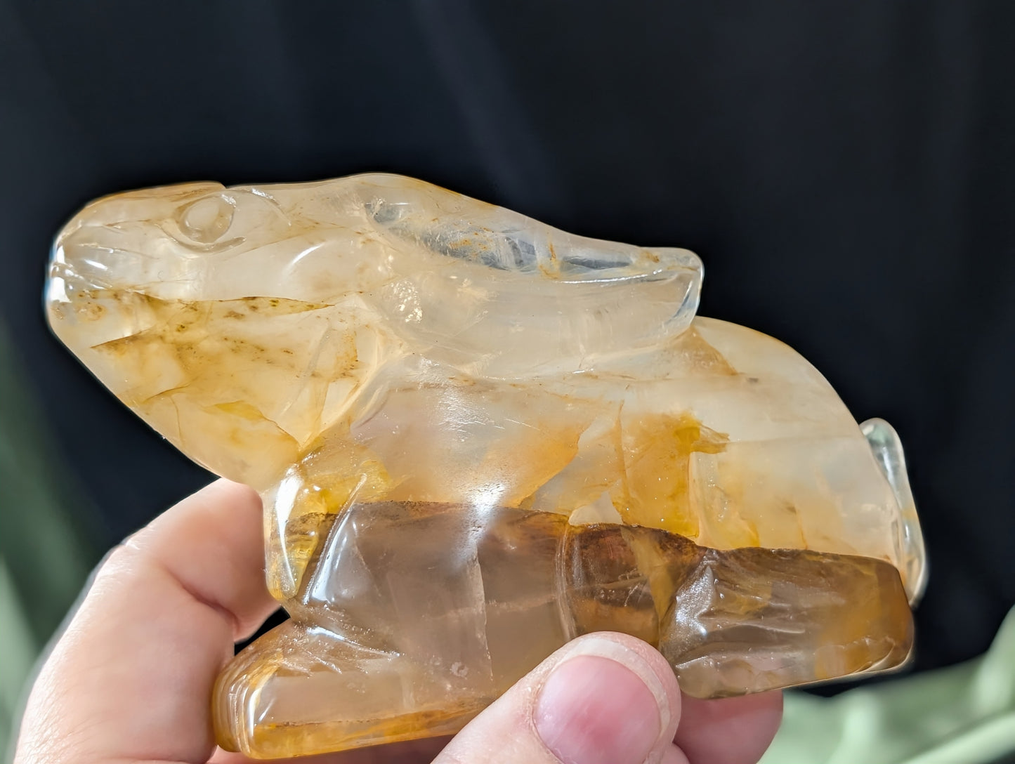 Golden Healer Crystal Bunny Figurine