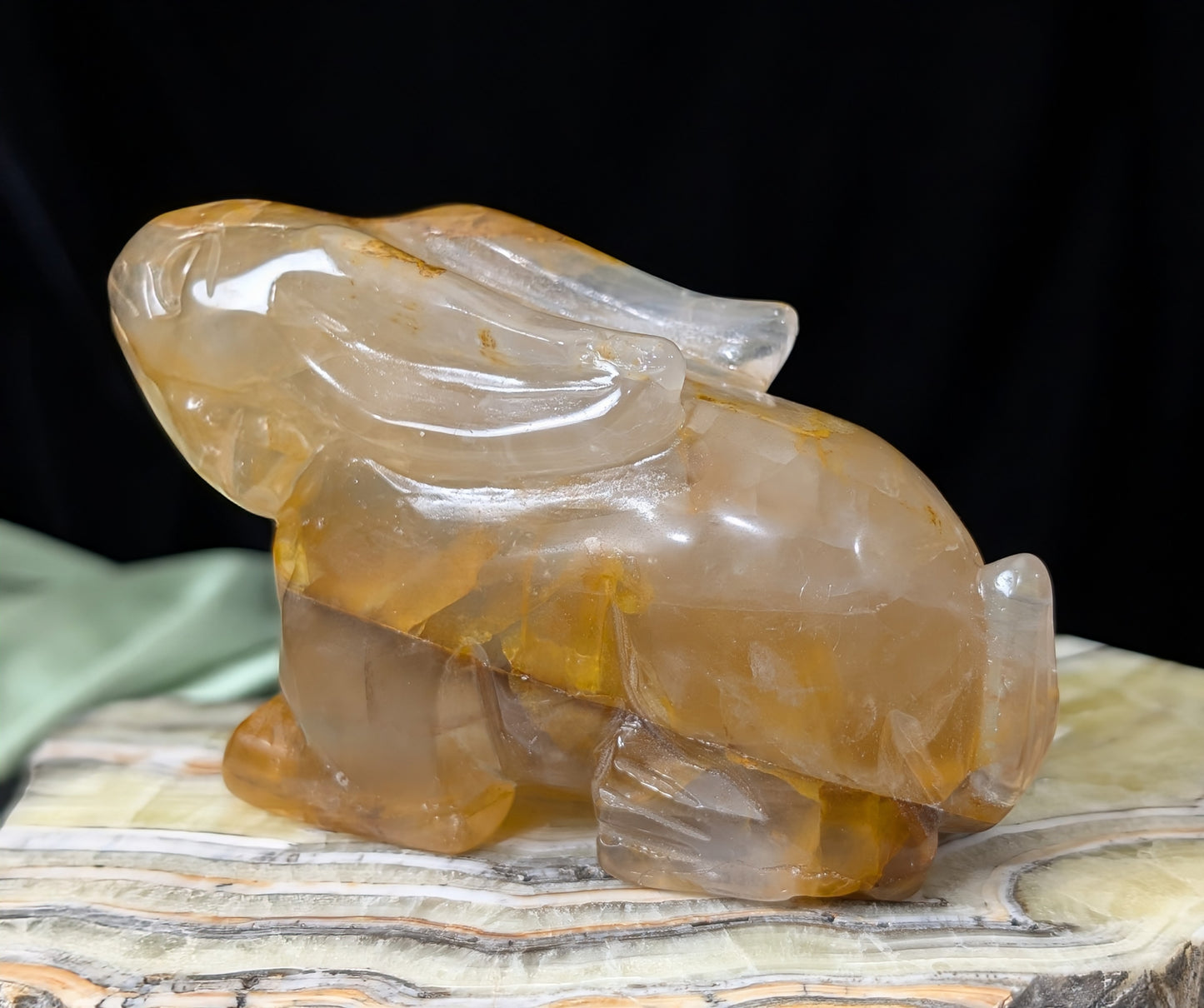 Golden Healer Crystal Bunny Figurine