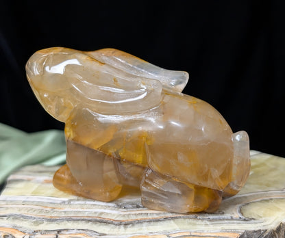 Golden Healer Crystal Bunny Figurine