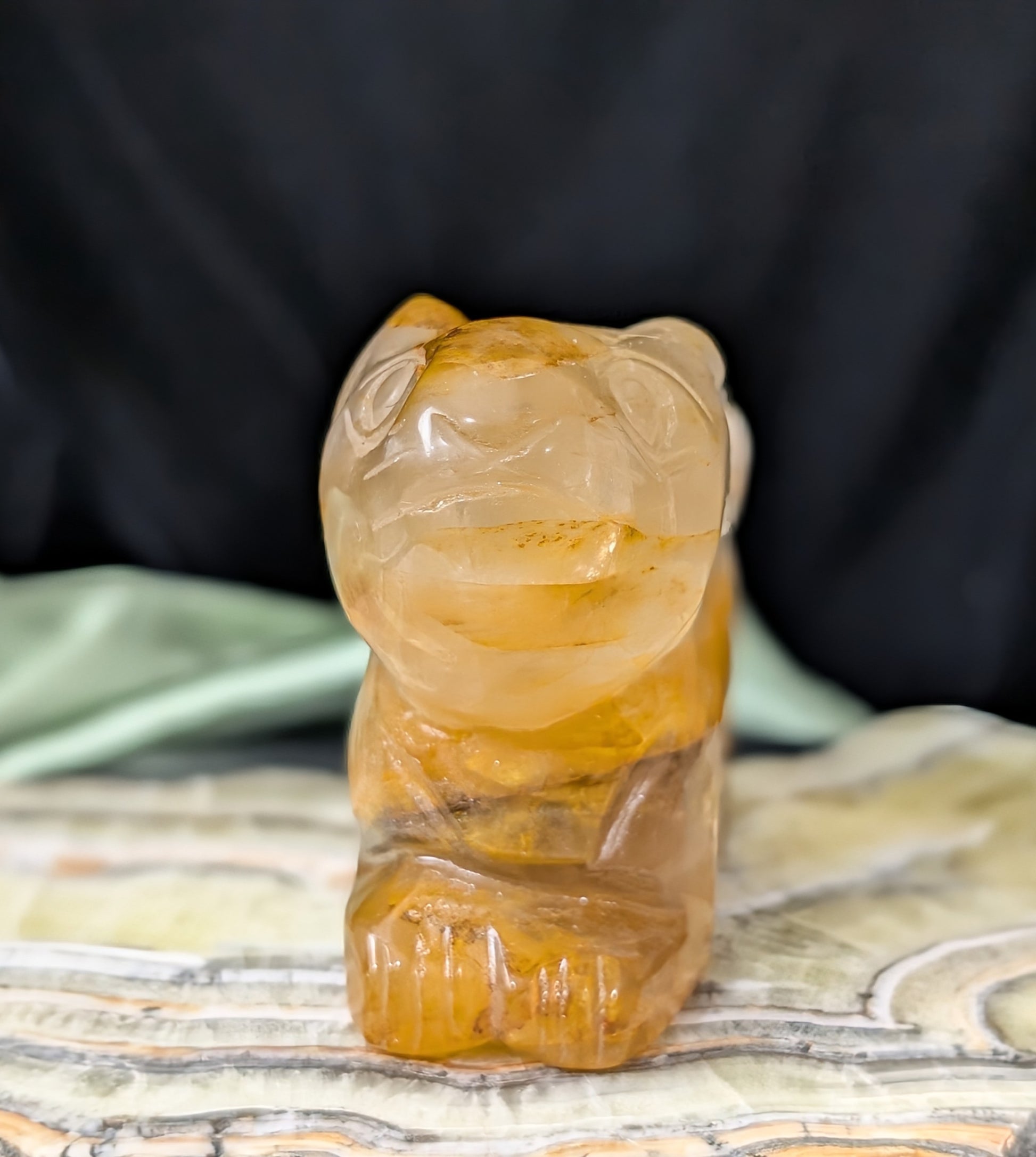 Golden Healer Crystal Bunny Figurine