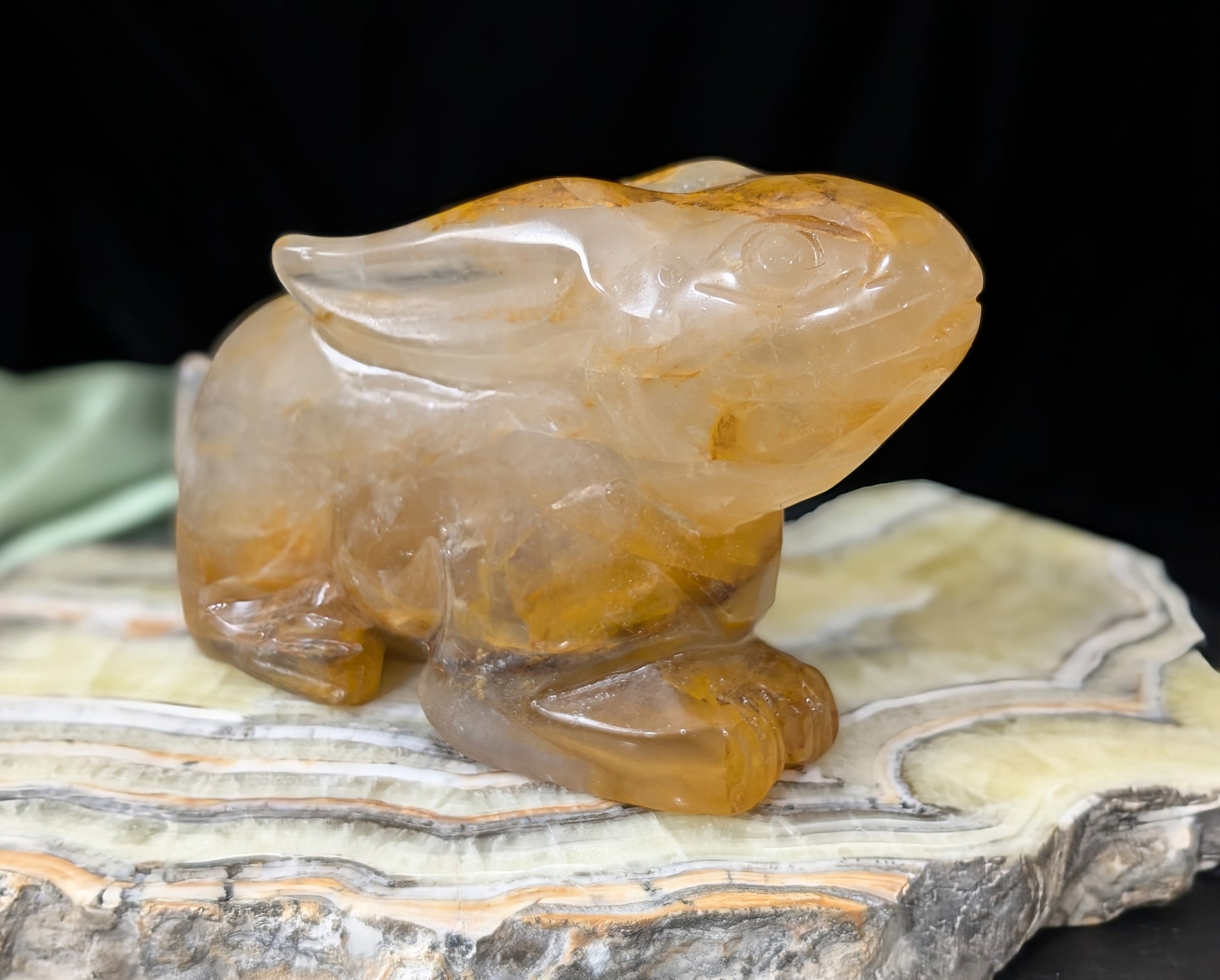 Golden Healer Crystal Bunny Figurine