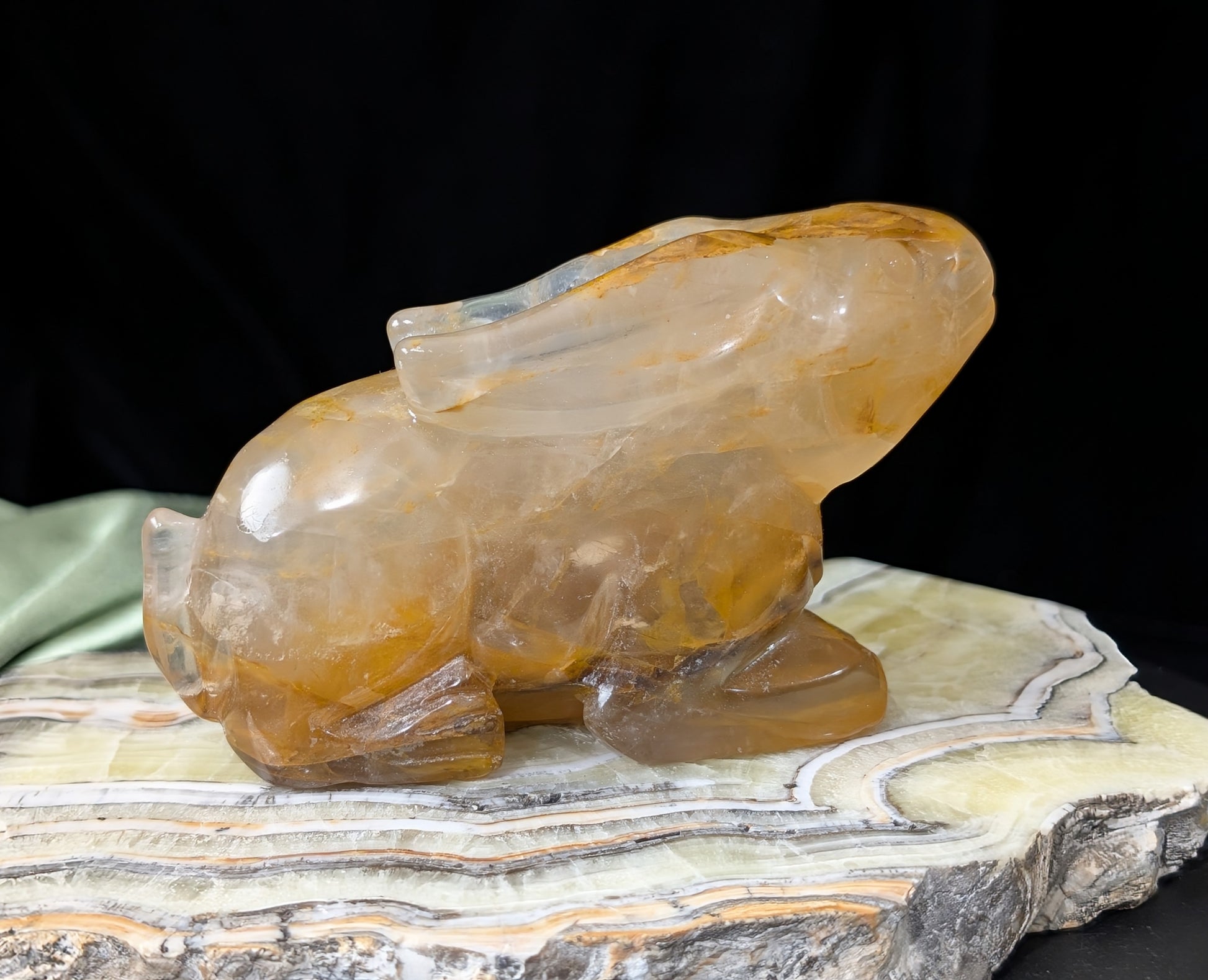 Golden Healer Crystal Bunny Figurine