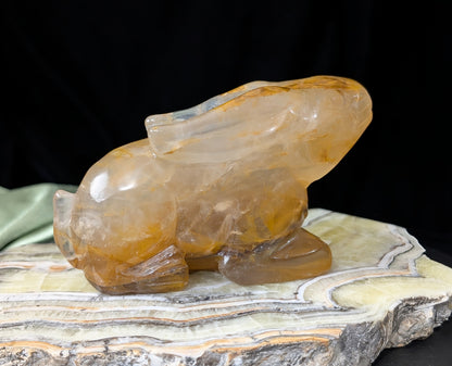 Golden Healer Crystal Bunny Figurine