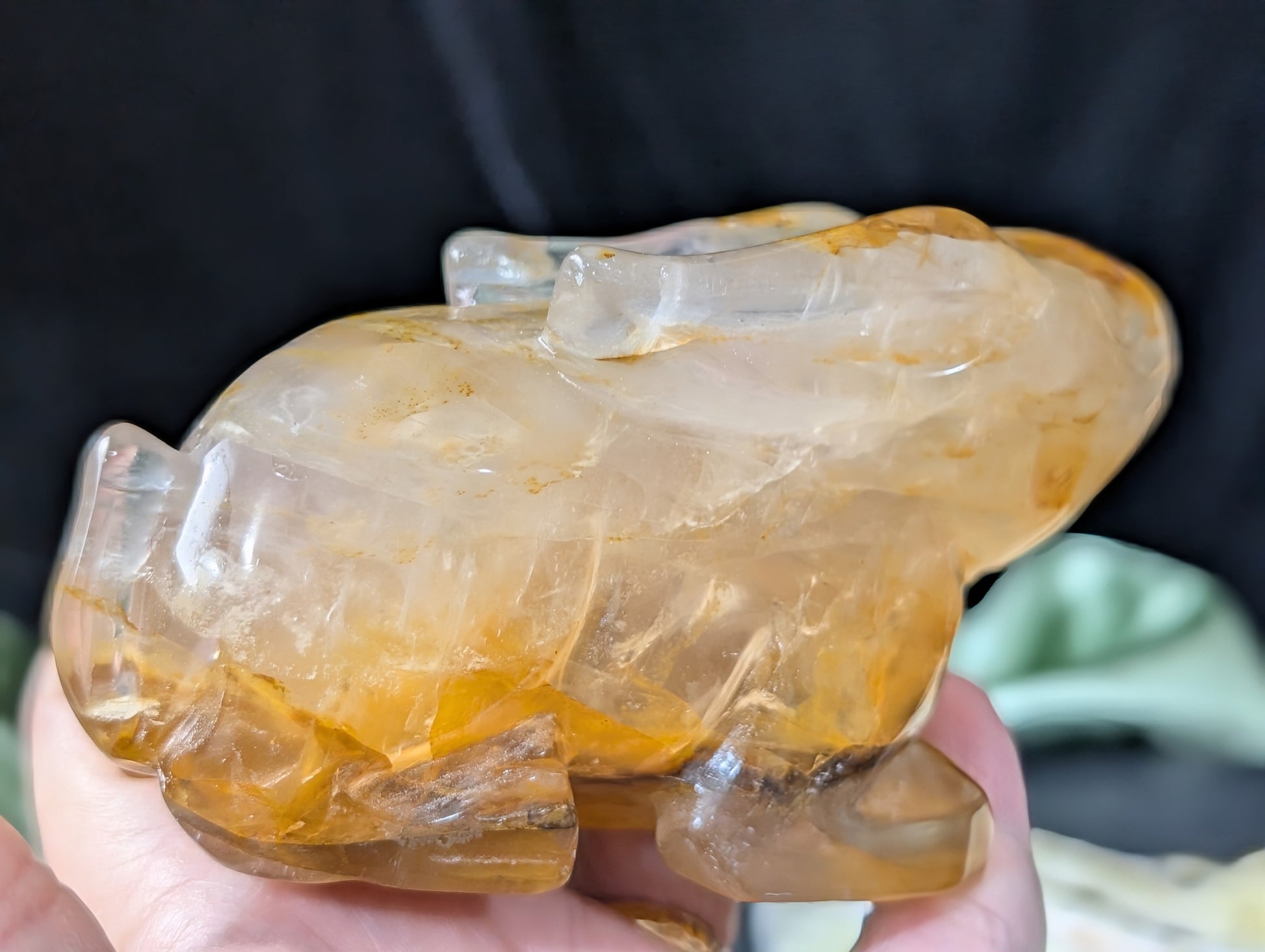 Golden Healer Crystal Bunny Figurine