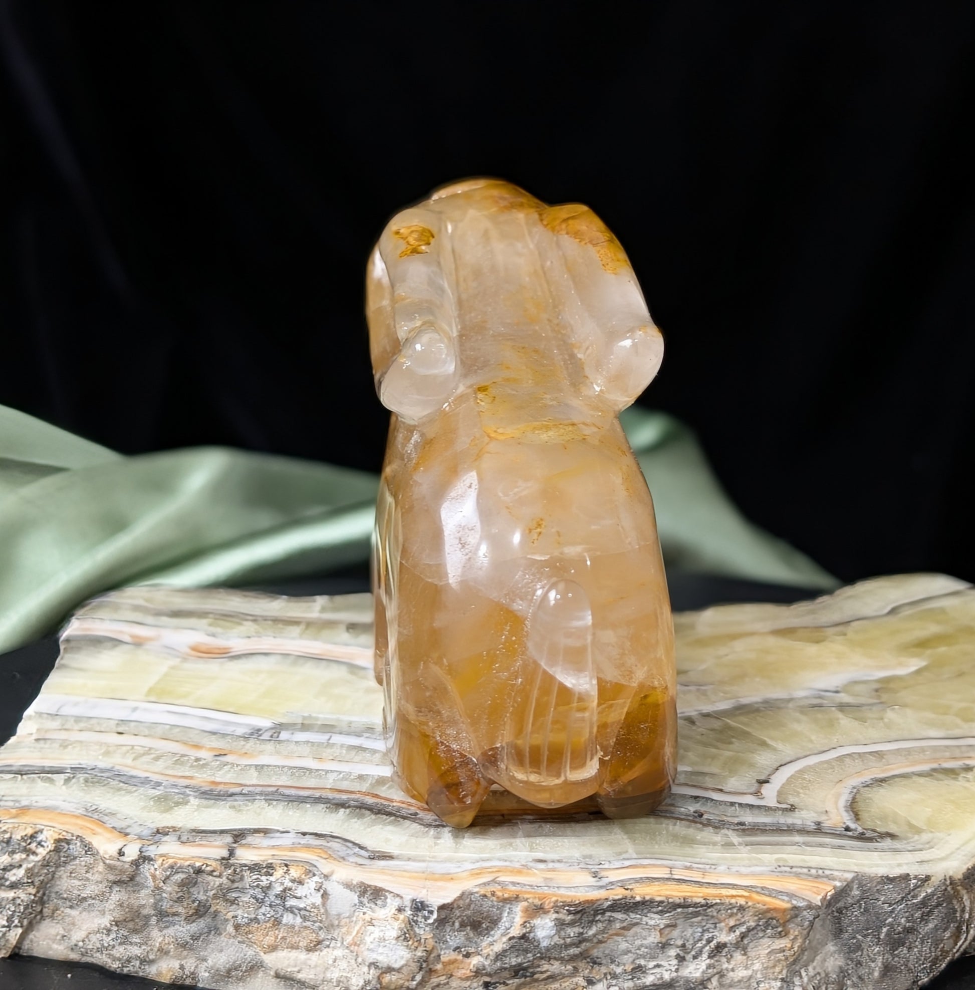 Golden Healer Crystal Bunny Figurine
