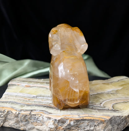 Golden Healer Crystal Bunny Figurine