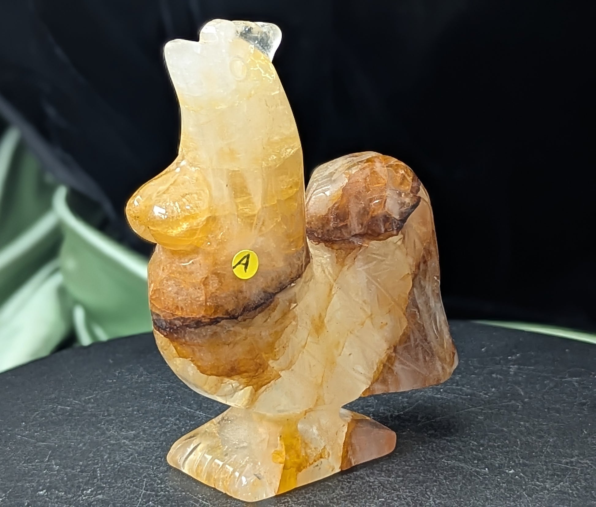 Golden Healer Crystal Rooster Figurine