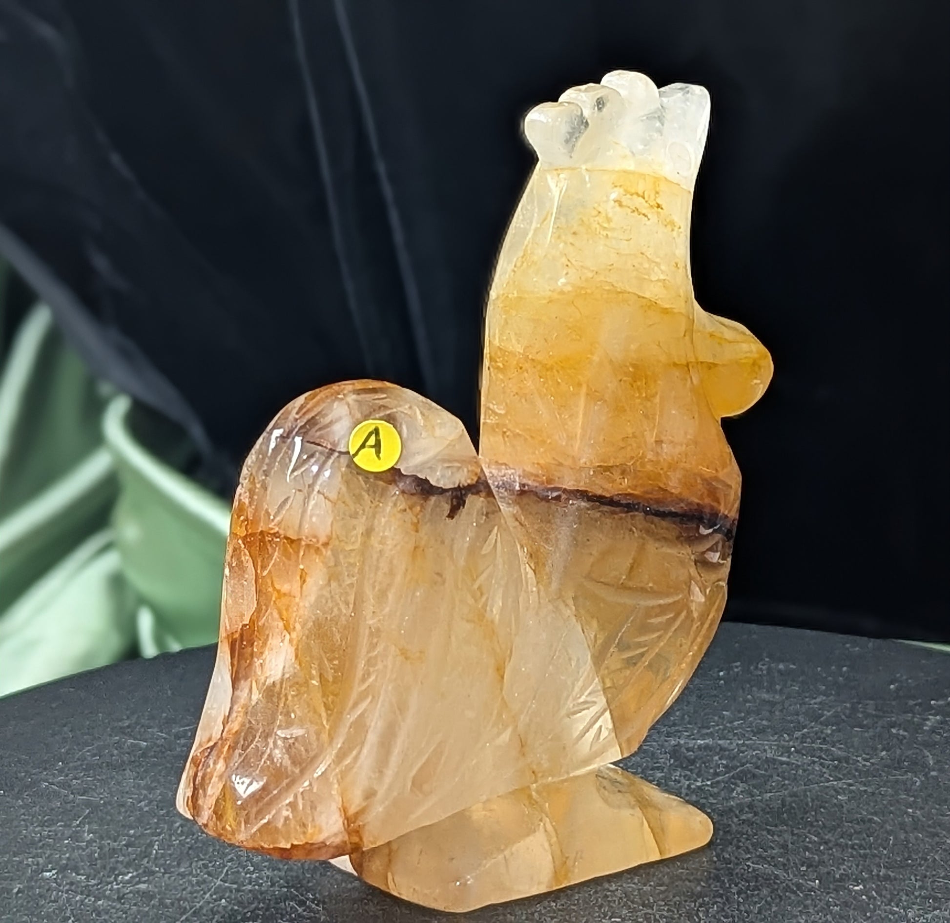 Golden Healer Crystal Rooster Figurine
