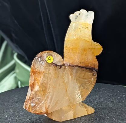 Golden Healer Crystal Rooster Figurine