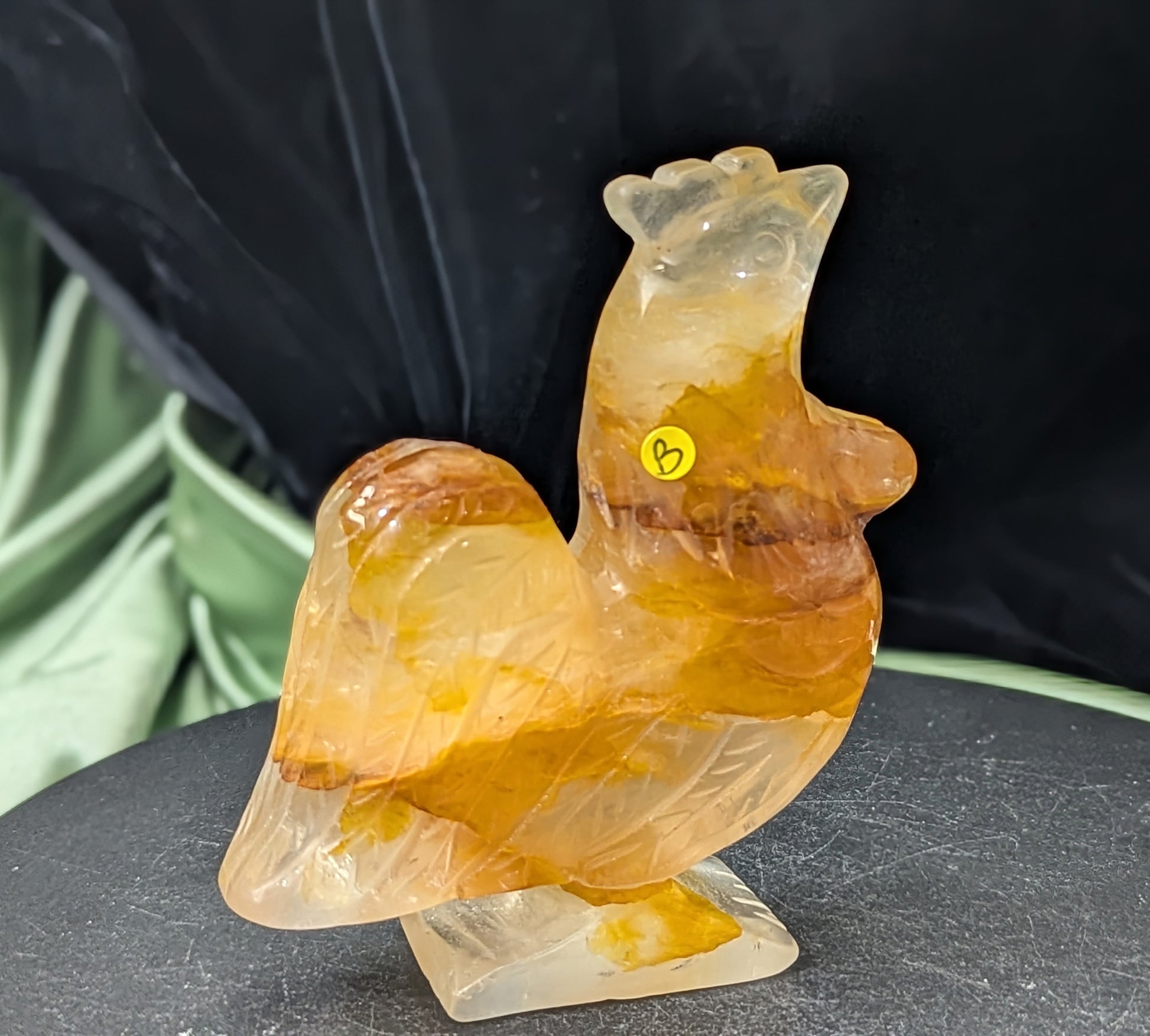 Golden Healer Crystal Rooster Figurine