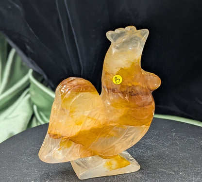 Golden Healer Crystal Rooster Figurine