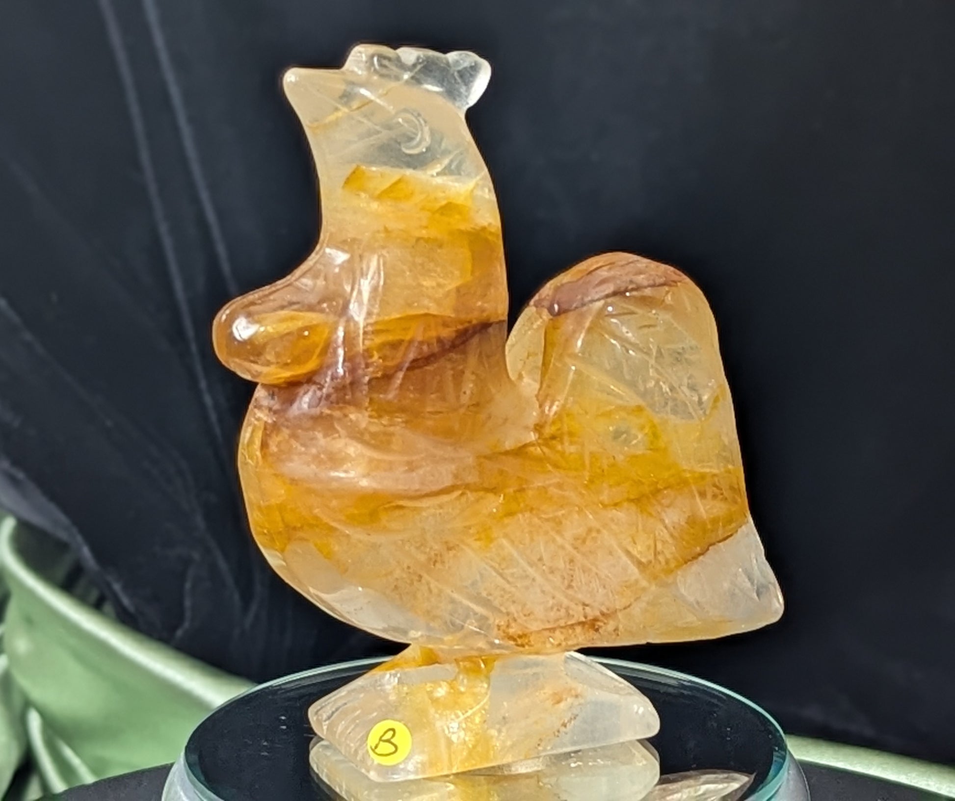 Golden Healer Crystal Rooster Figurine