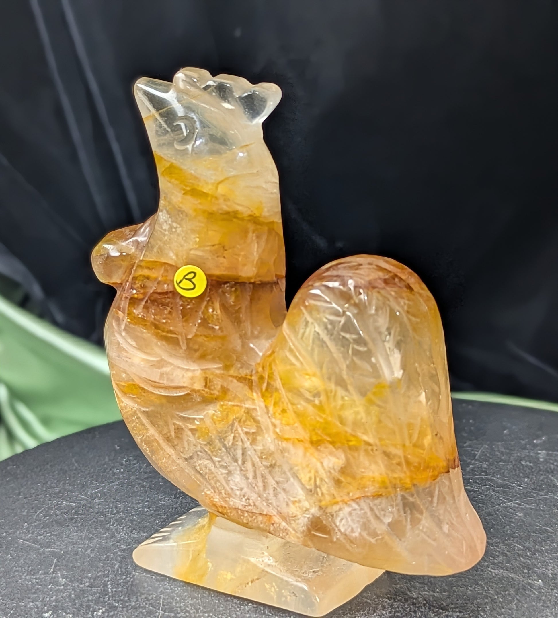Golden Healer Crystal Rooster Figurine