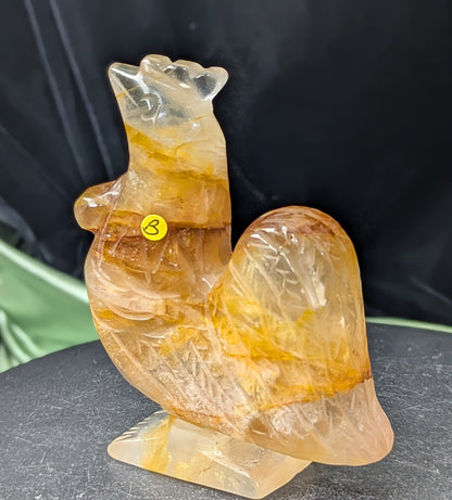Golden Healer Crystal Rooster Figurine