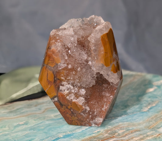 Golden Maligano Jasper in Quartz Freeform
