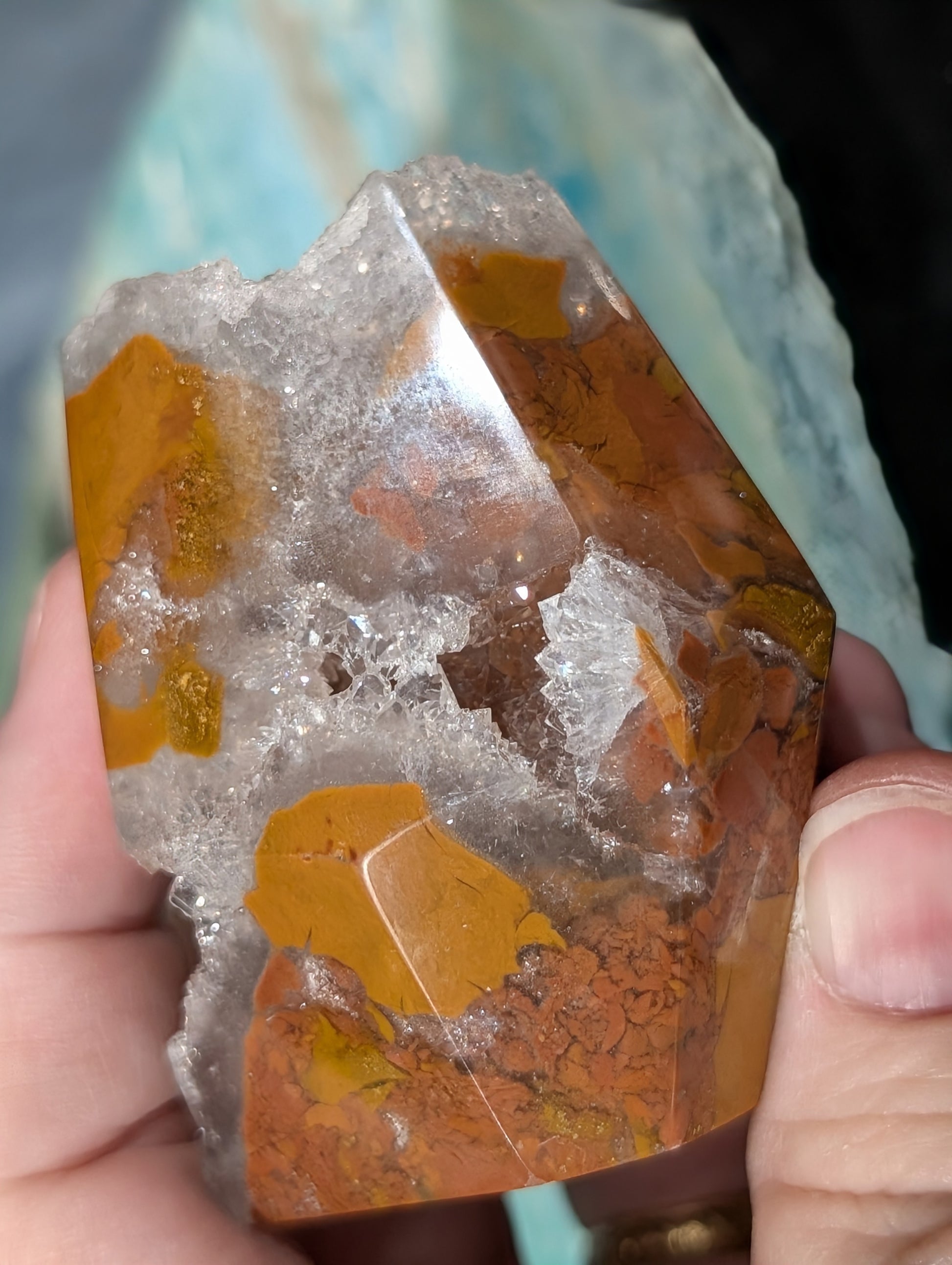 Golden Maligano Jasper in Quartz Freeform
